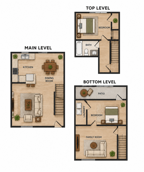 Floor plan for 2 beds, 2 baths, 1100 sqft